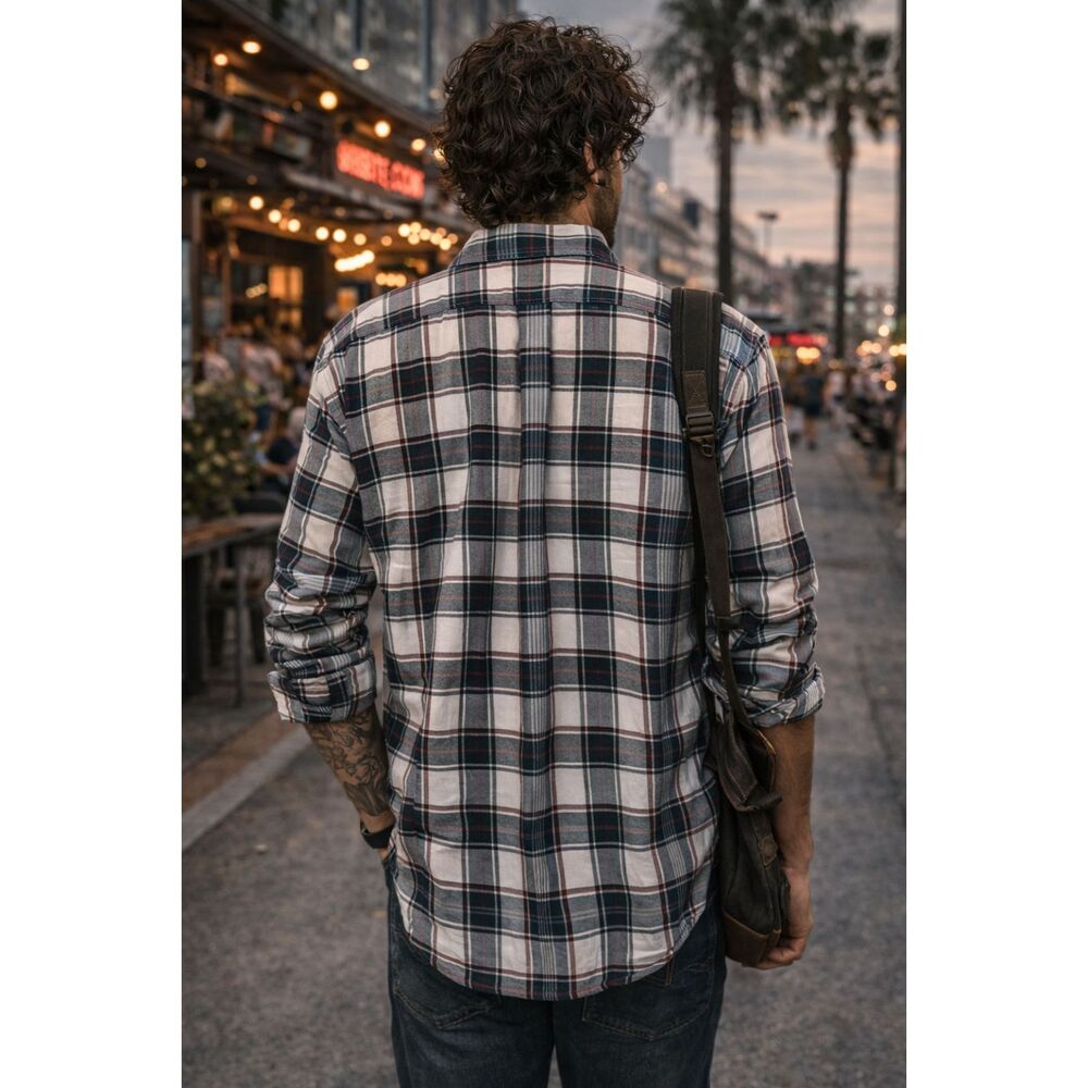 Ralph Lauren Golf Plaid Button Up Shirt Mens Large Cotton Gray EUC - Picture 5 of 5